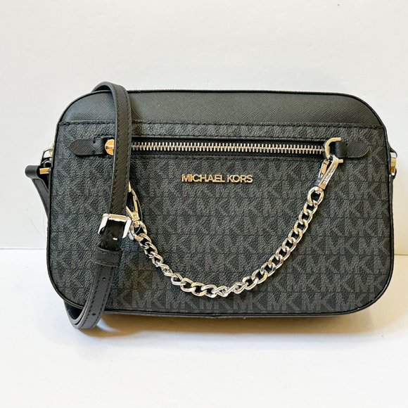 Michael Kors Jet Set Chain Crossbody Bag + Coin ID Key Holder Wallet MK Black - Picture 3 of 16